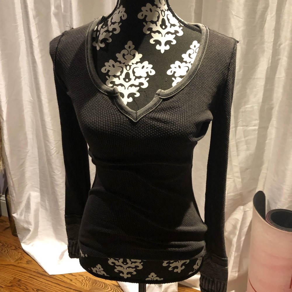Free people Grey top with sleeve detailing